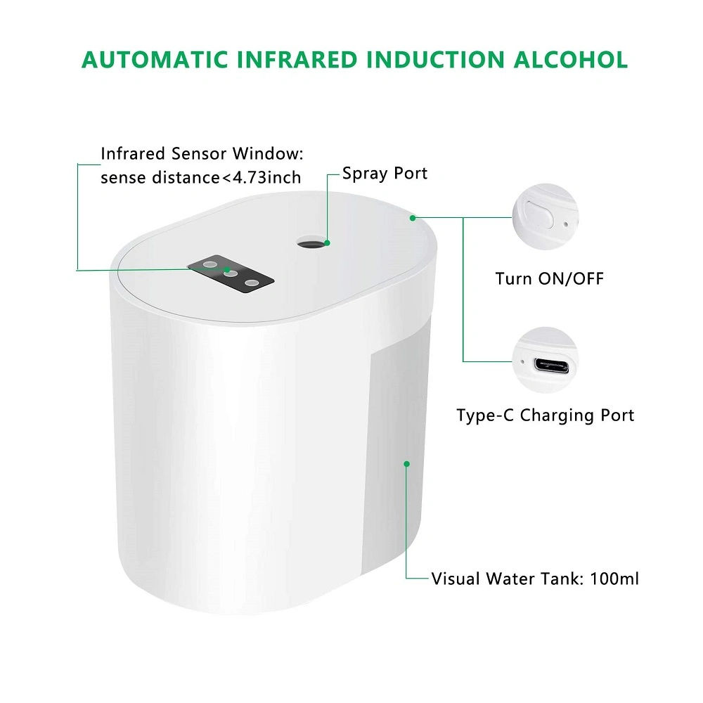 Mini Automatic Alcohol Disinfection Sprayer Infrared Induction Sensor Touchless Leakproof Intelligent Hand Sterilizer