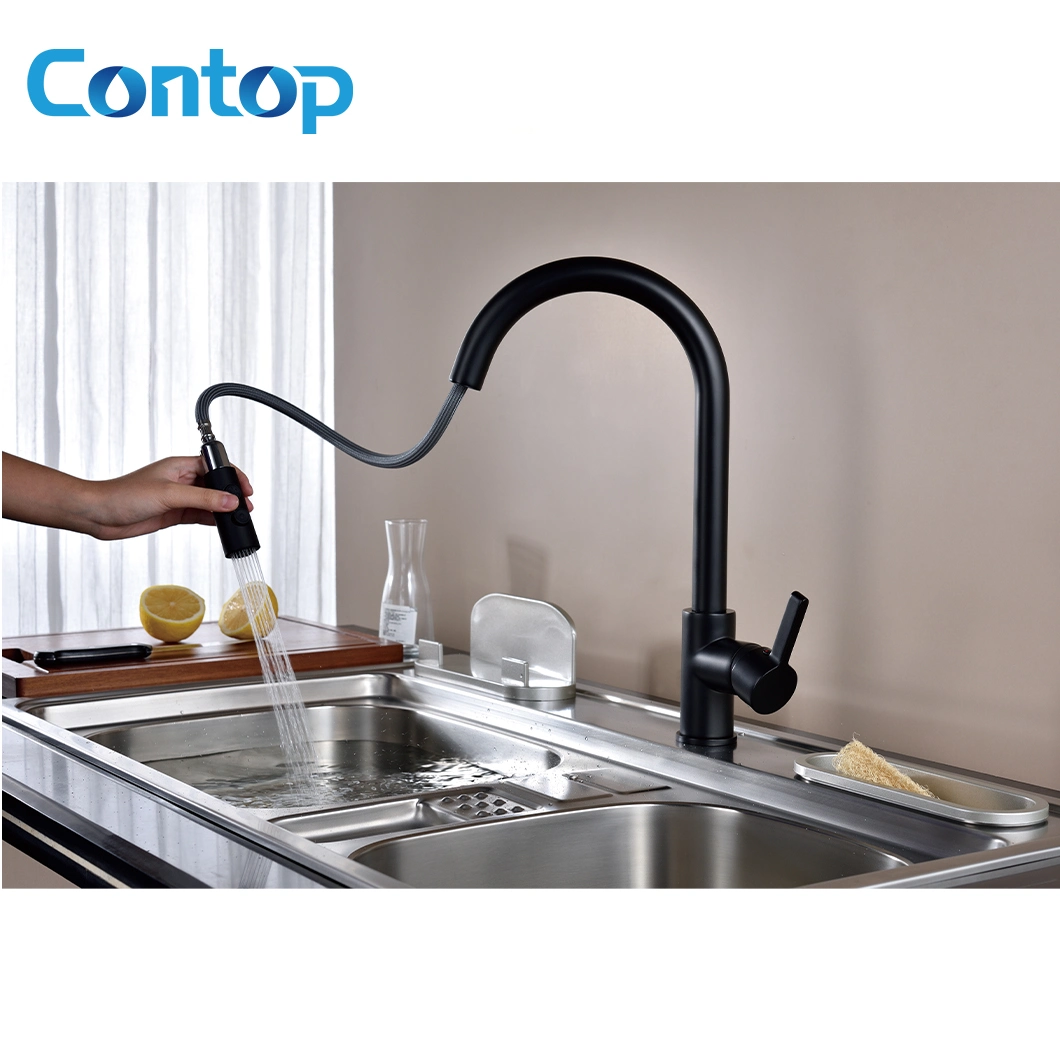 Factory Direct Supply Polished Chrome Single Hole Basin Faucet Deck Mounted Pull Down Water Taps Single Handle Brass Pull out Faucet Sprayer