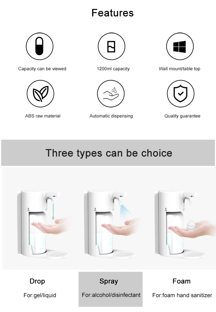 Saige Wall Mounted/Table 1200ml High Quality ABS Plastic Automatic Soap Dispenser