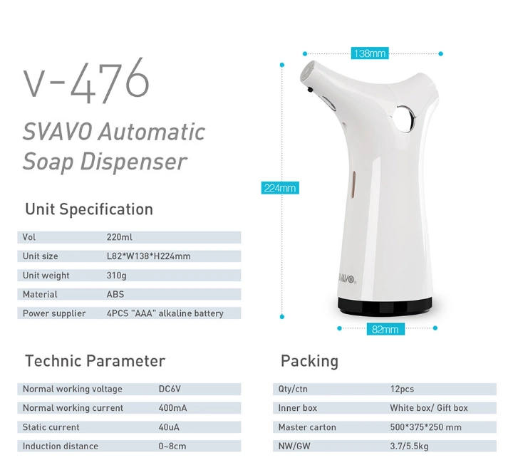 Latest 220ml IR Sensor Hand-Free Table Type Soap Dispenser