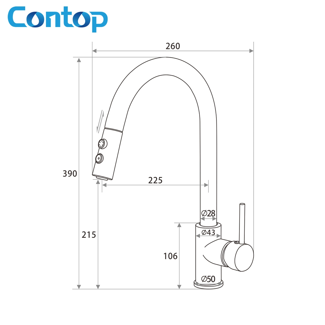 Factory Direct Supply Polished Chrome Single Hole Basin Faucet Deck Mounted Pull Down Water Taps Single Handle Brass Pull out Faucet Sprayer